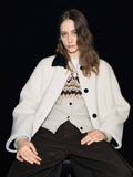 Leather Collar Button Coat