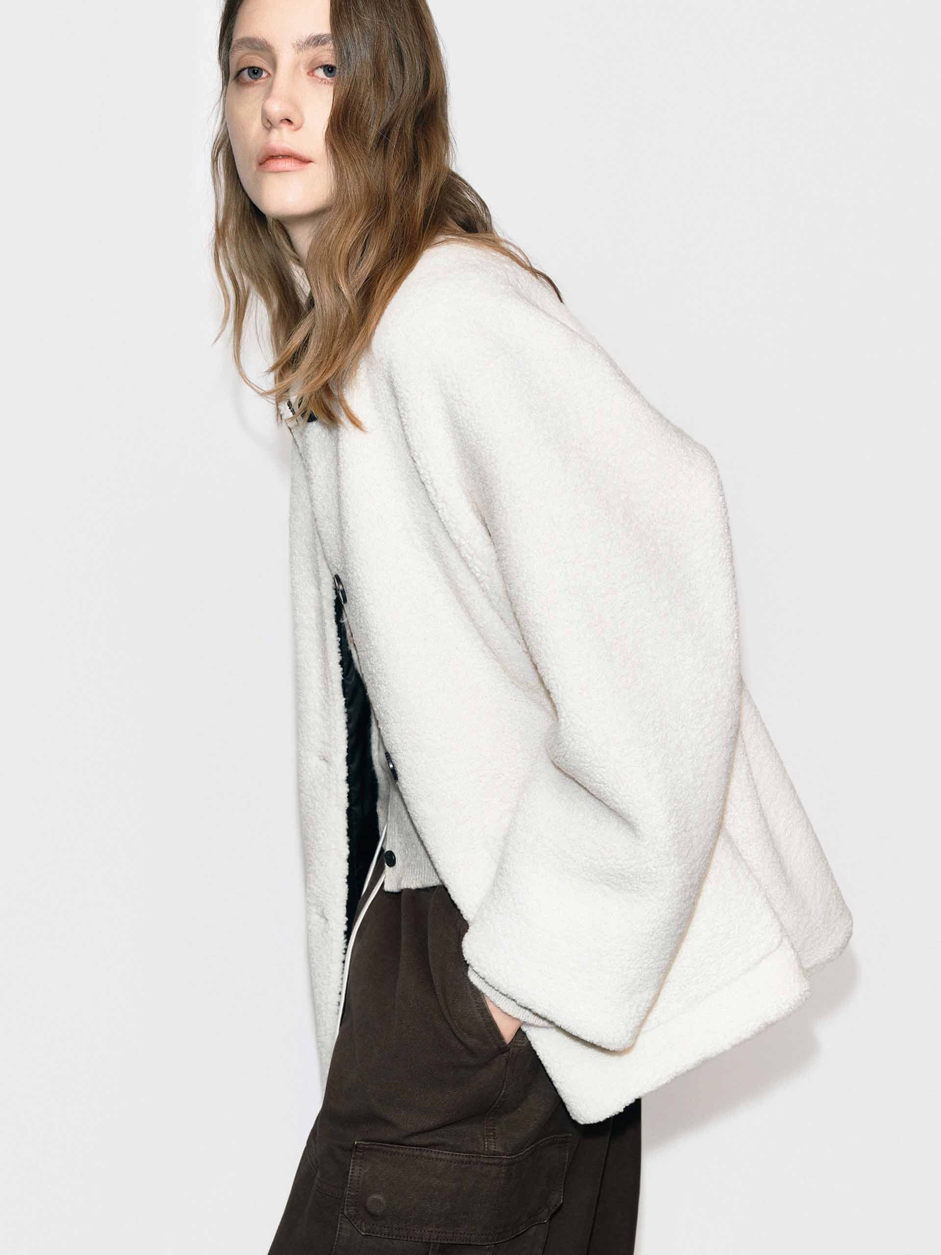 Leather Collar Button Coat