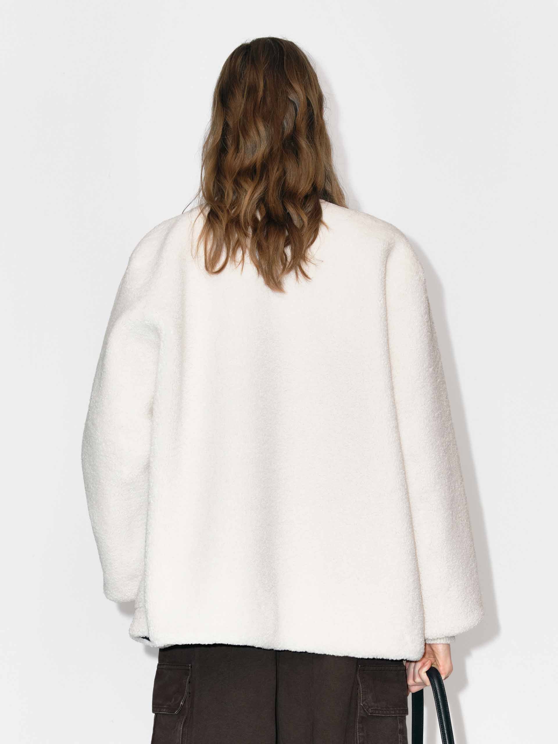 Leather Collar Button Coat