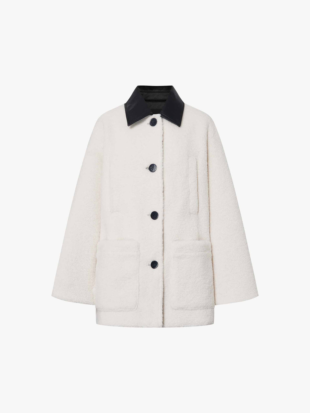 Leather Collar Button Coat