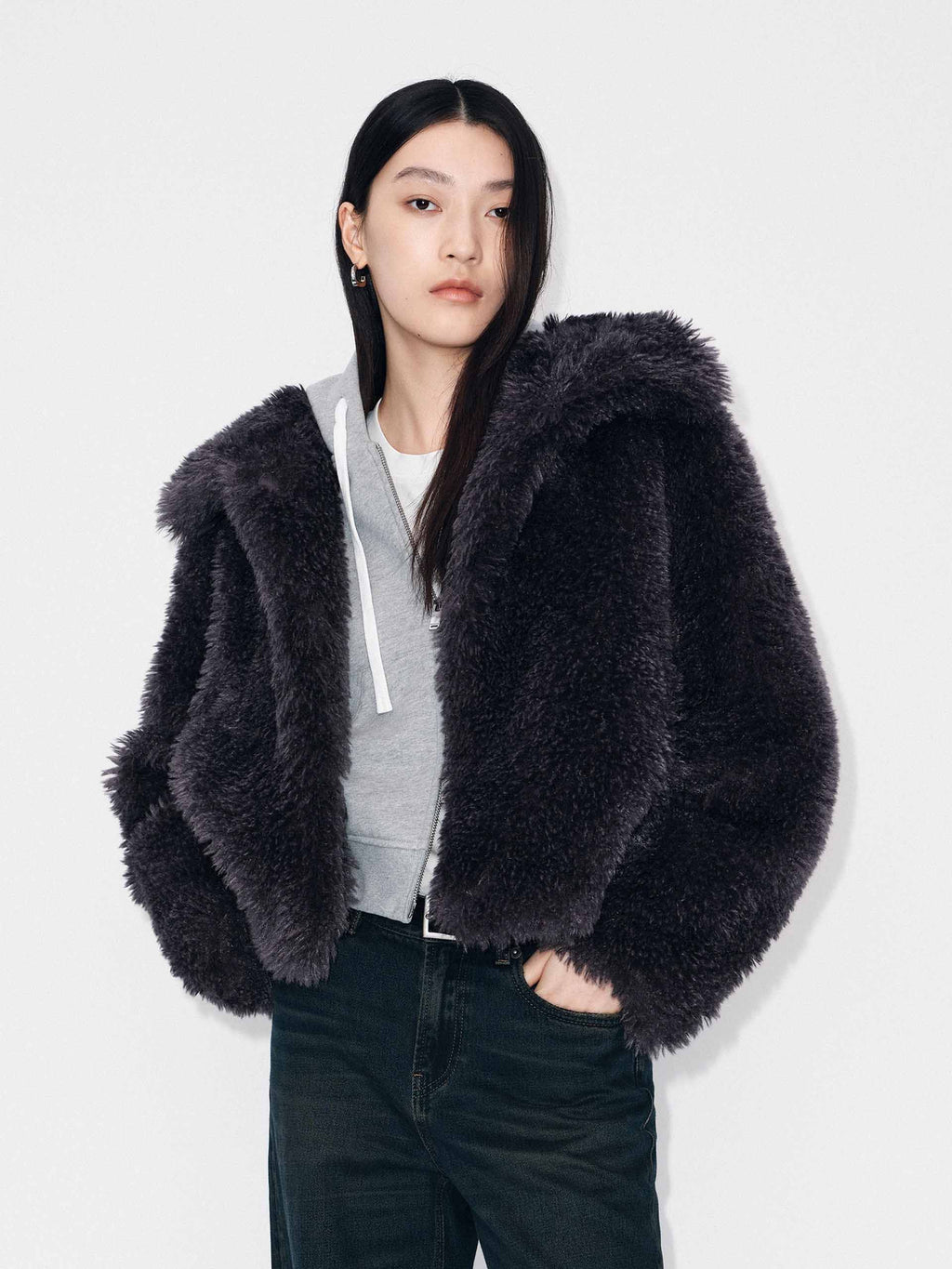 Faux Fur Cropped Coat
