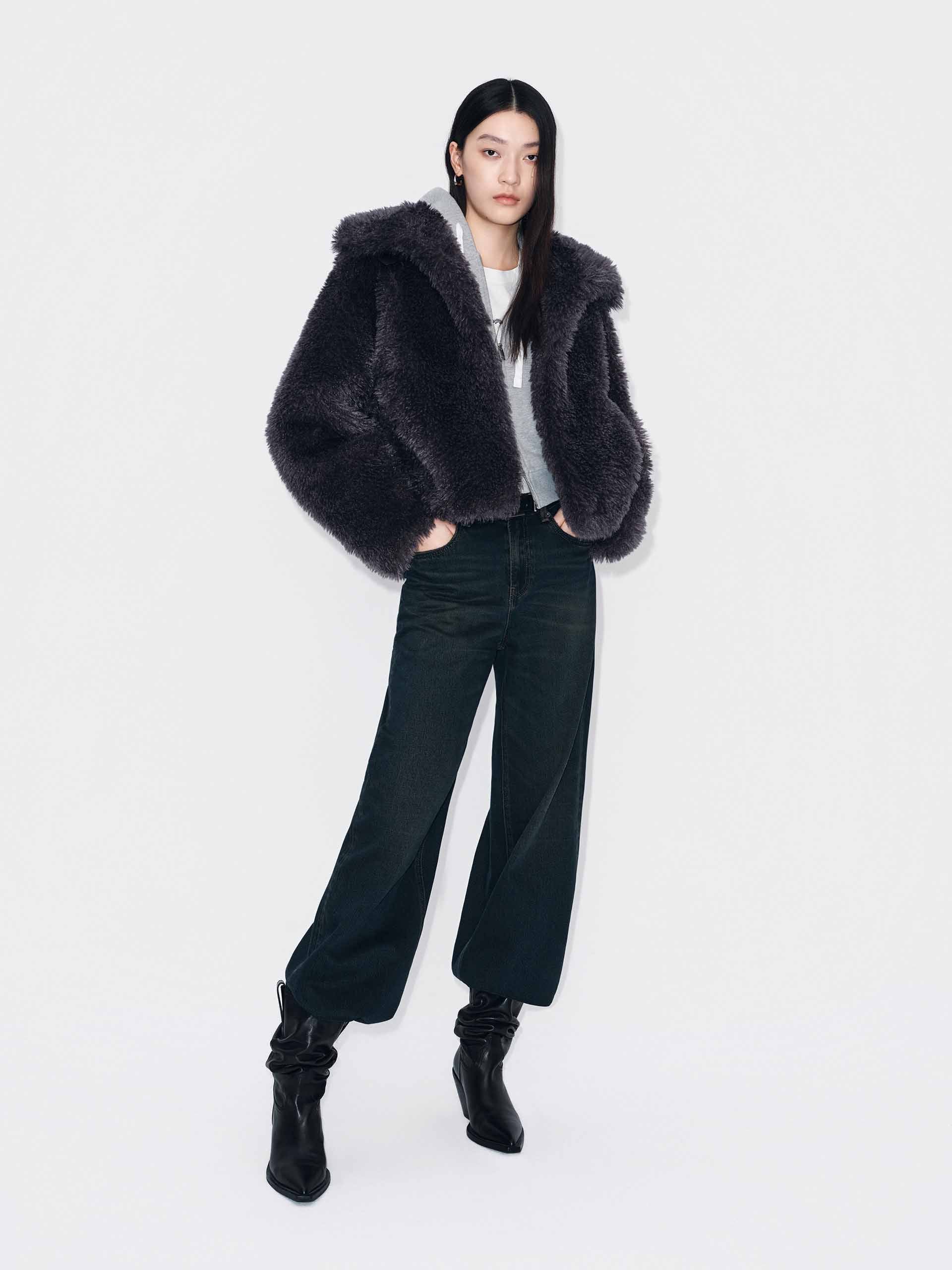 Faux Fur Cropped Coat