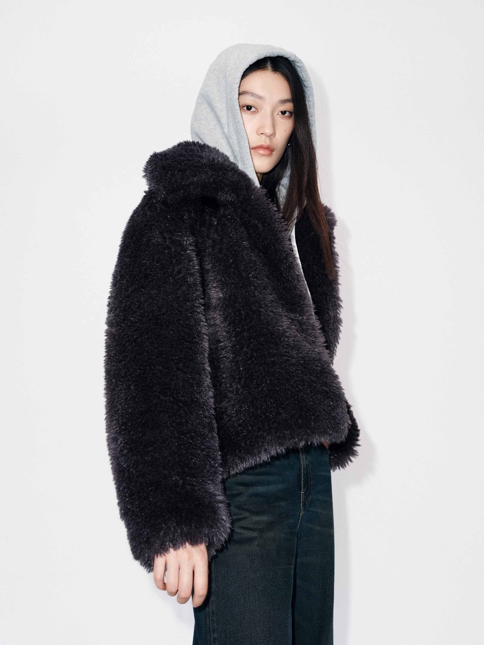 Faux Fur Cropped Coat
