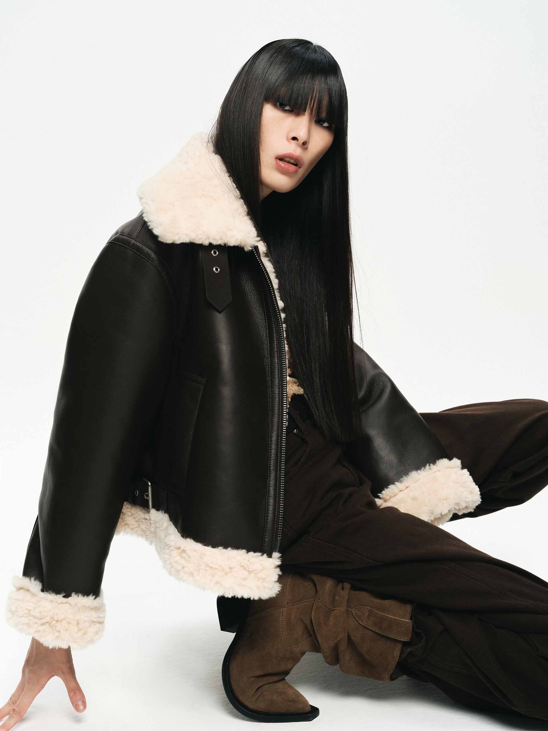 Faux Shearling Detail Coat