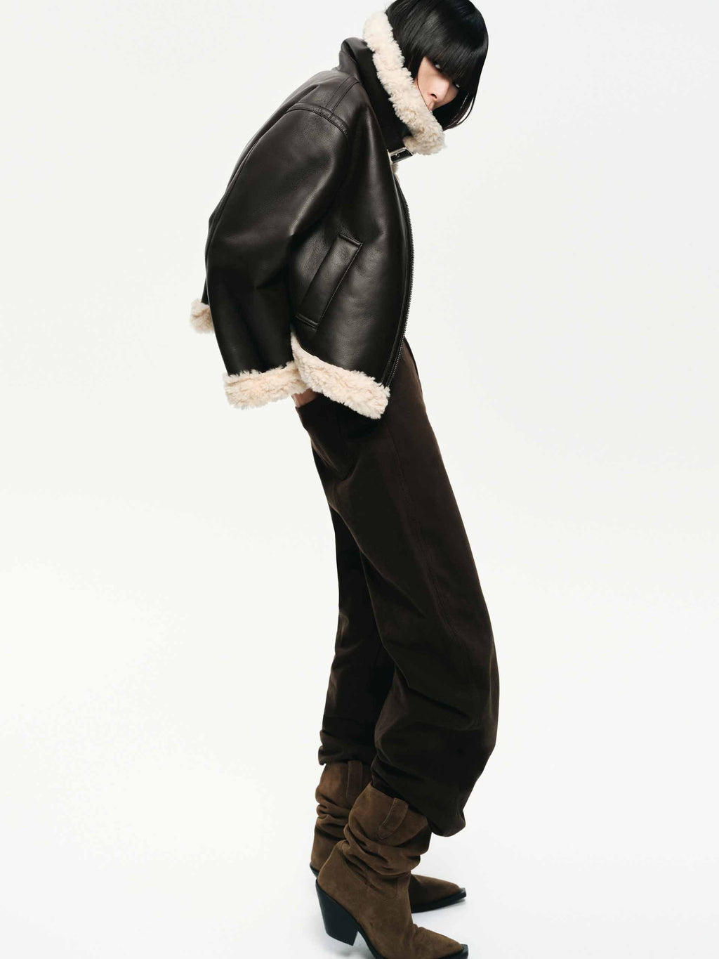Faux Shearling Detail Coat