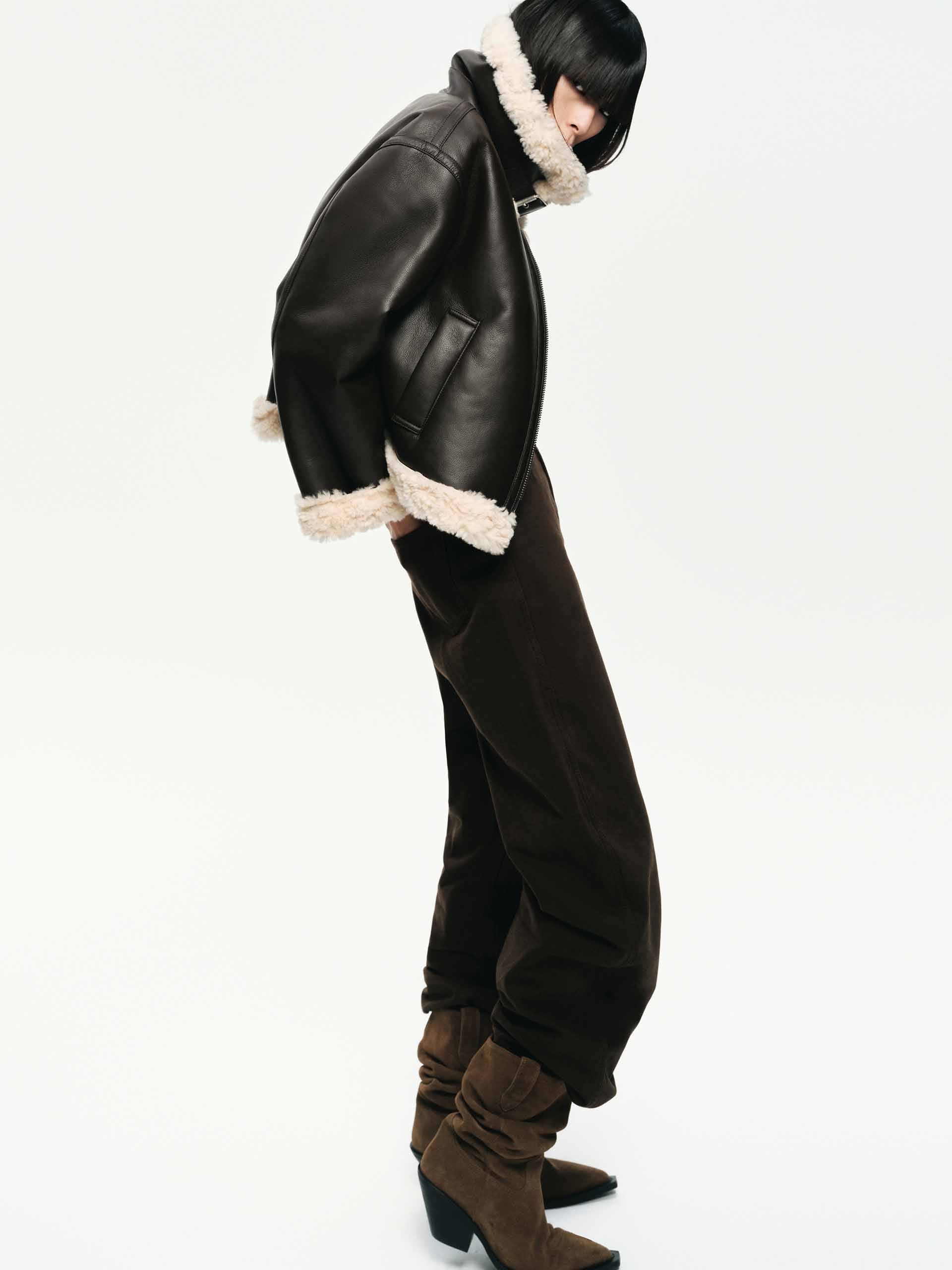 Faux Shearling Detail Coat