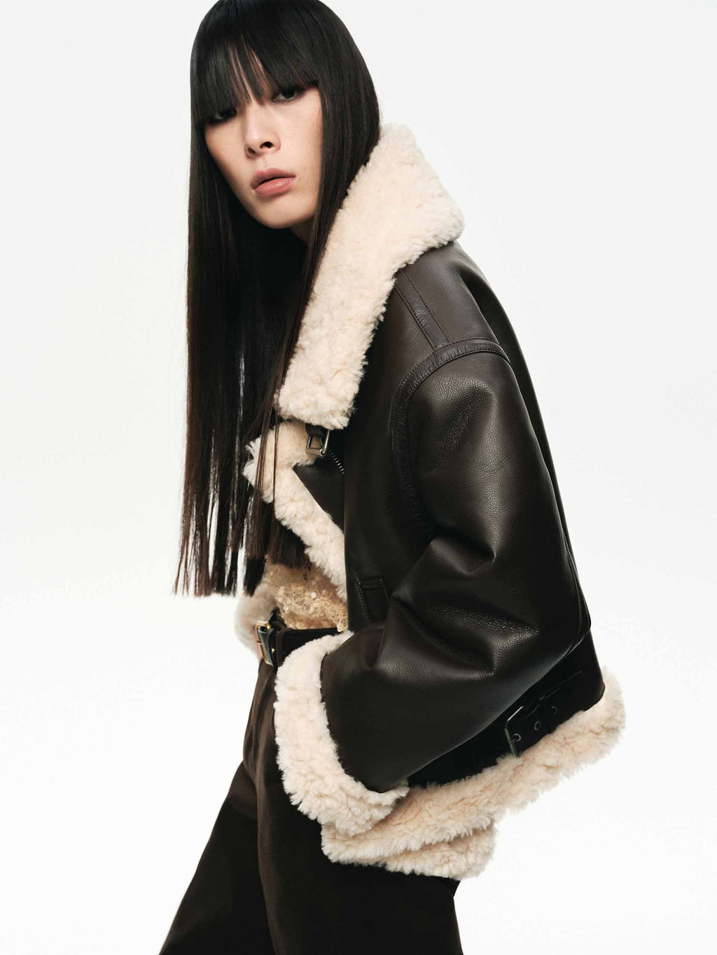 Faux Shearling Detail Coat