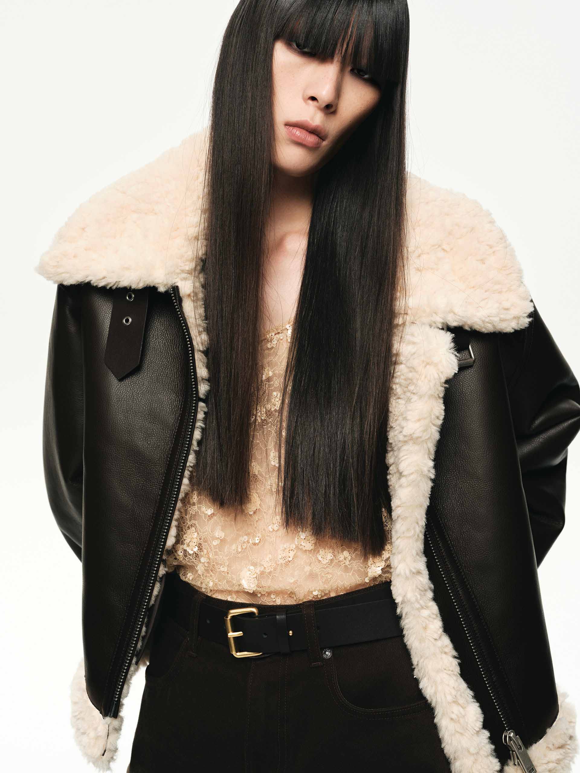 Faux Shearling Detail Coat