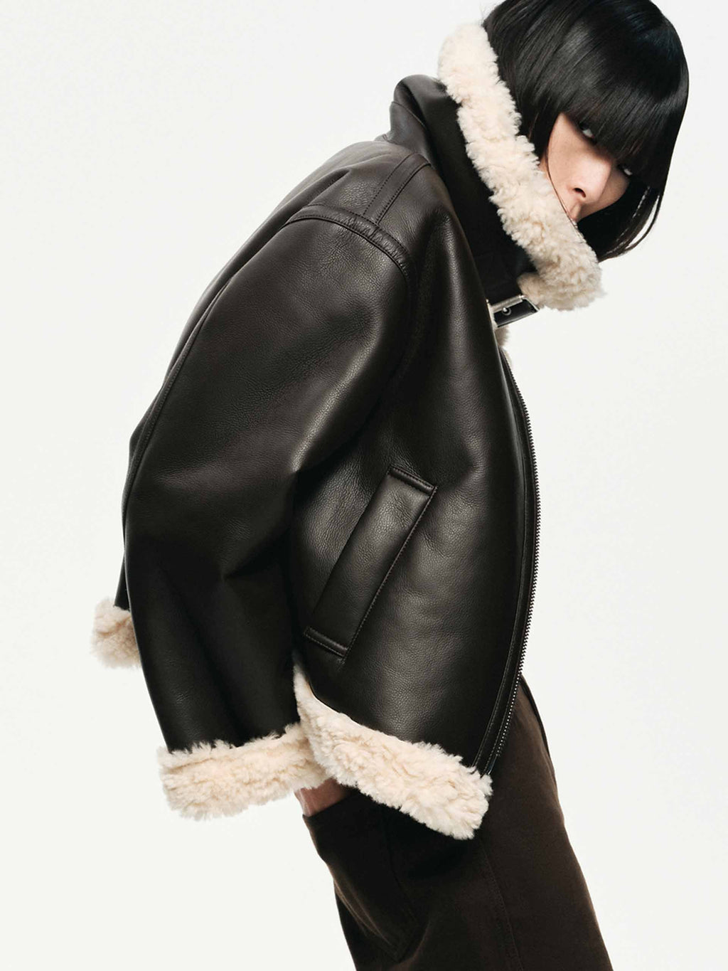 Faux Shearling Detail Coat