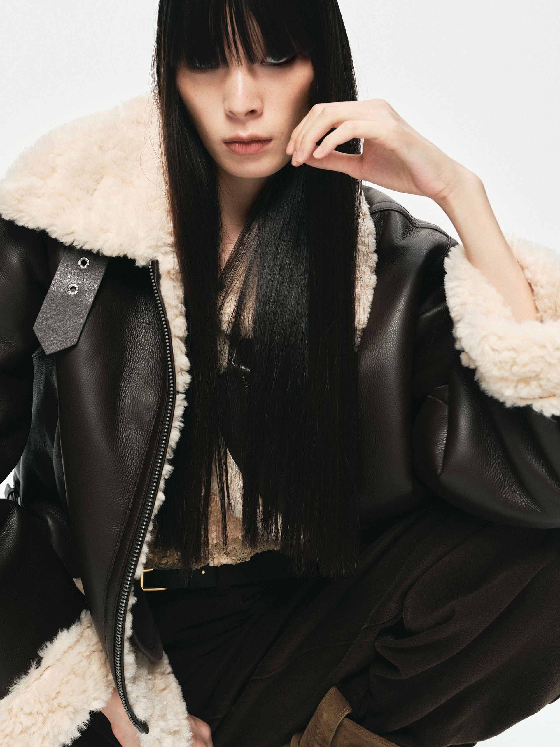 Faux Shearling Detail Coat