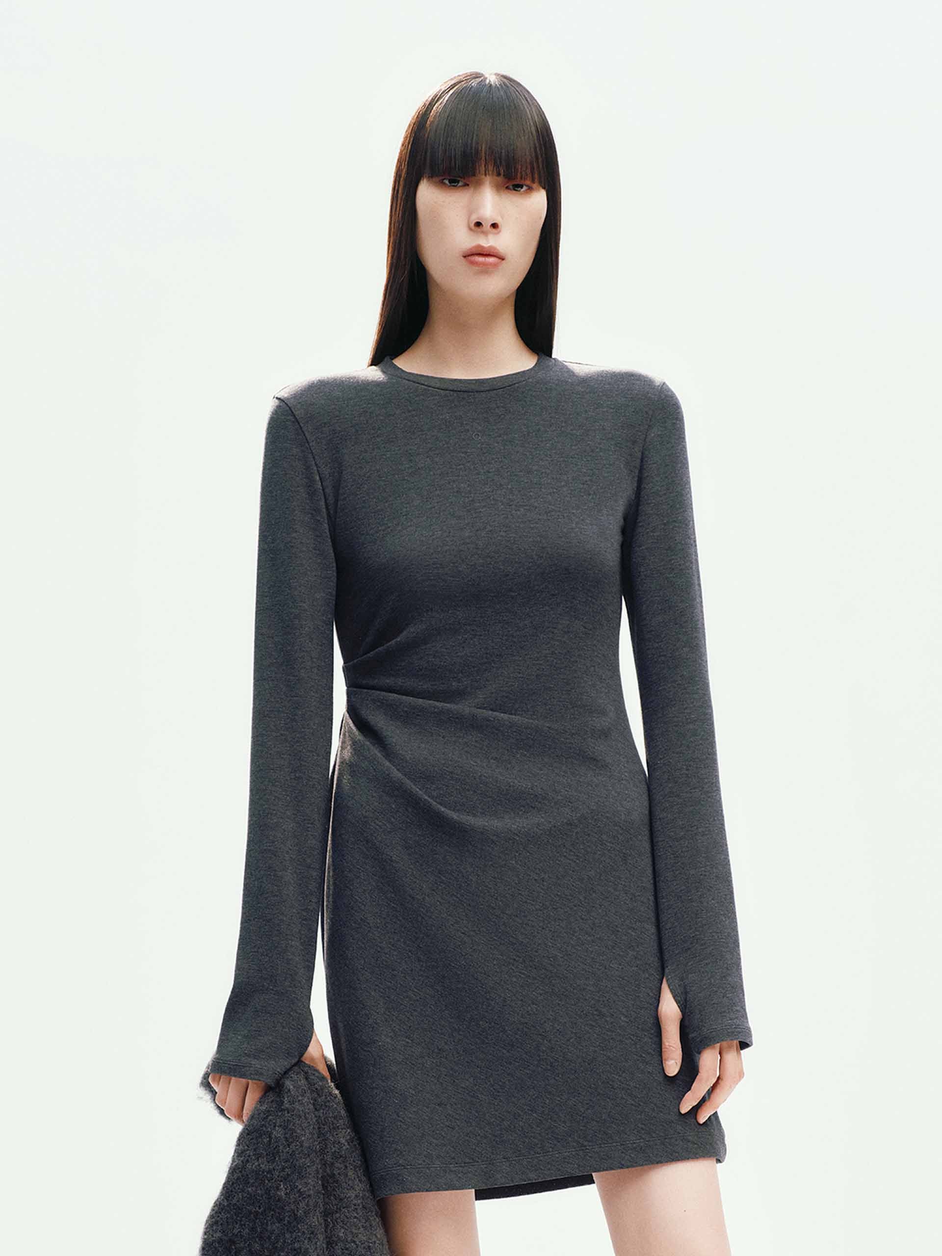 Side Pleated Mini Dress
