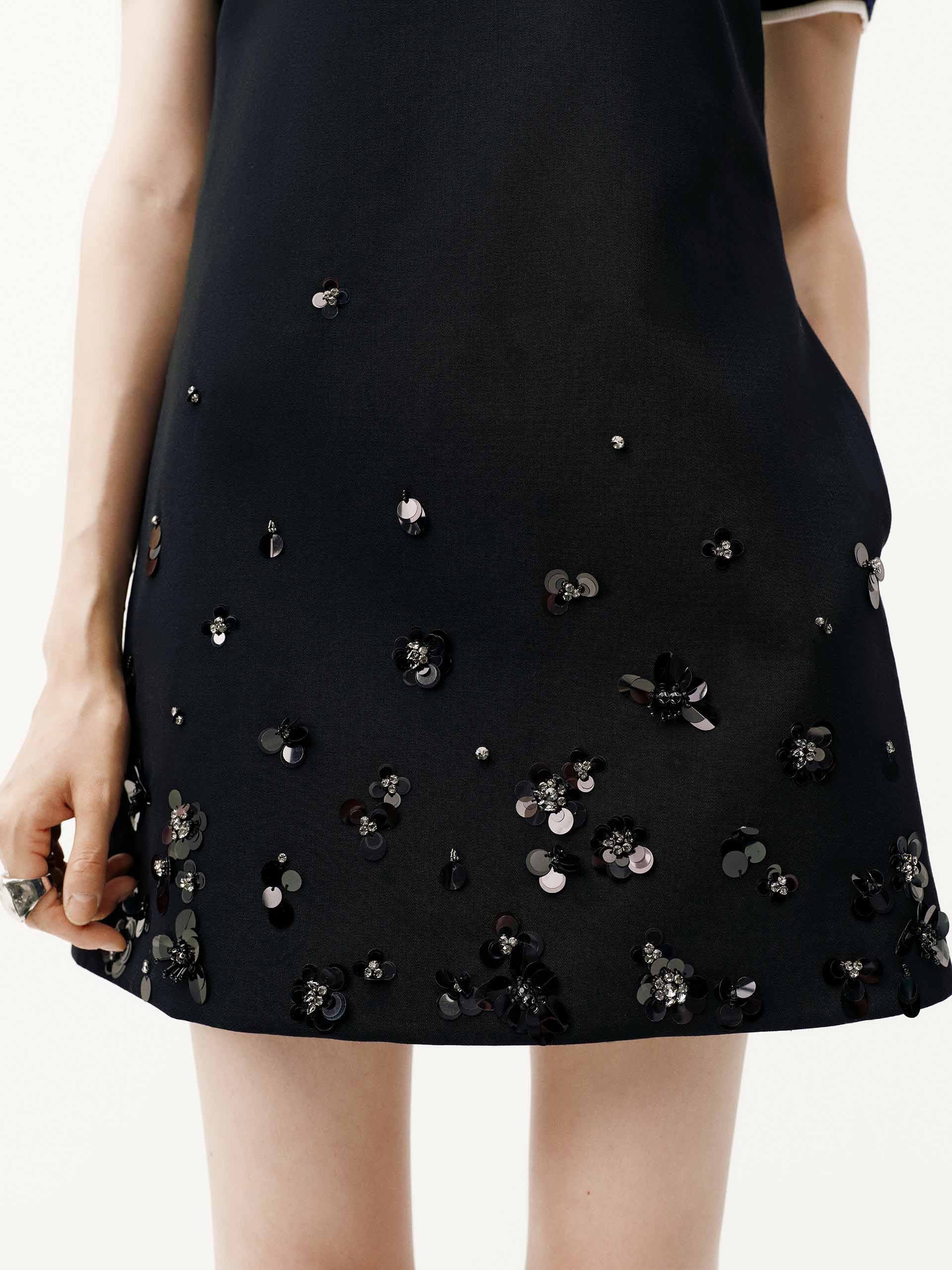 Sequin Hem Sleeveless Dress