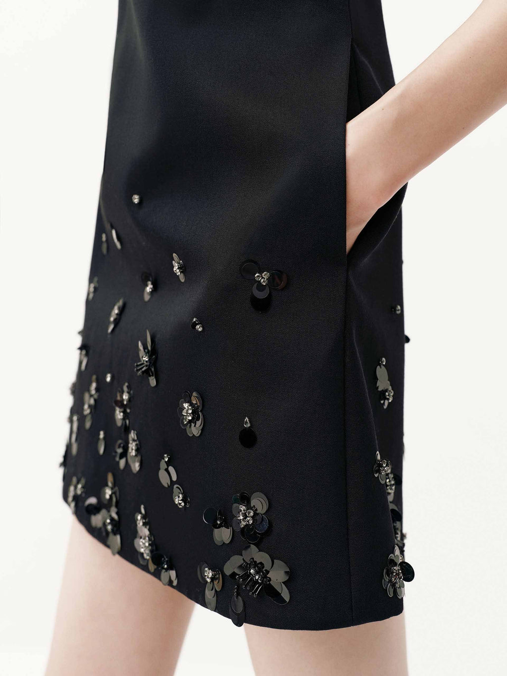 Sequin Hem Sleeveless Dress