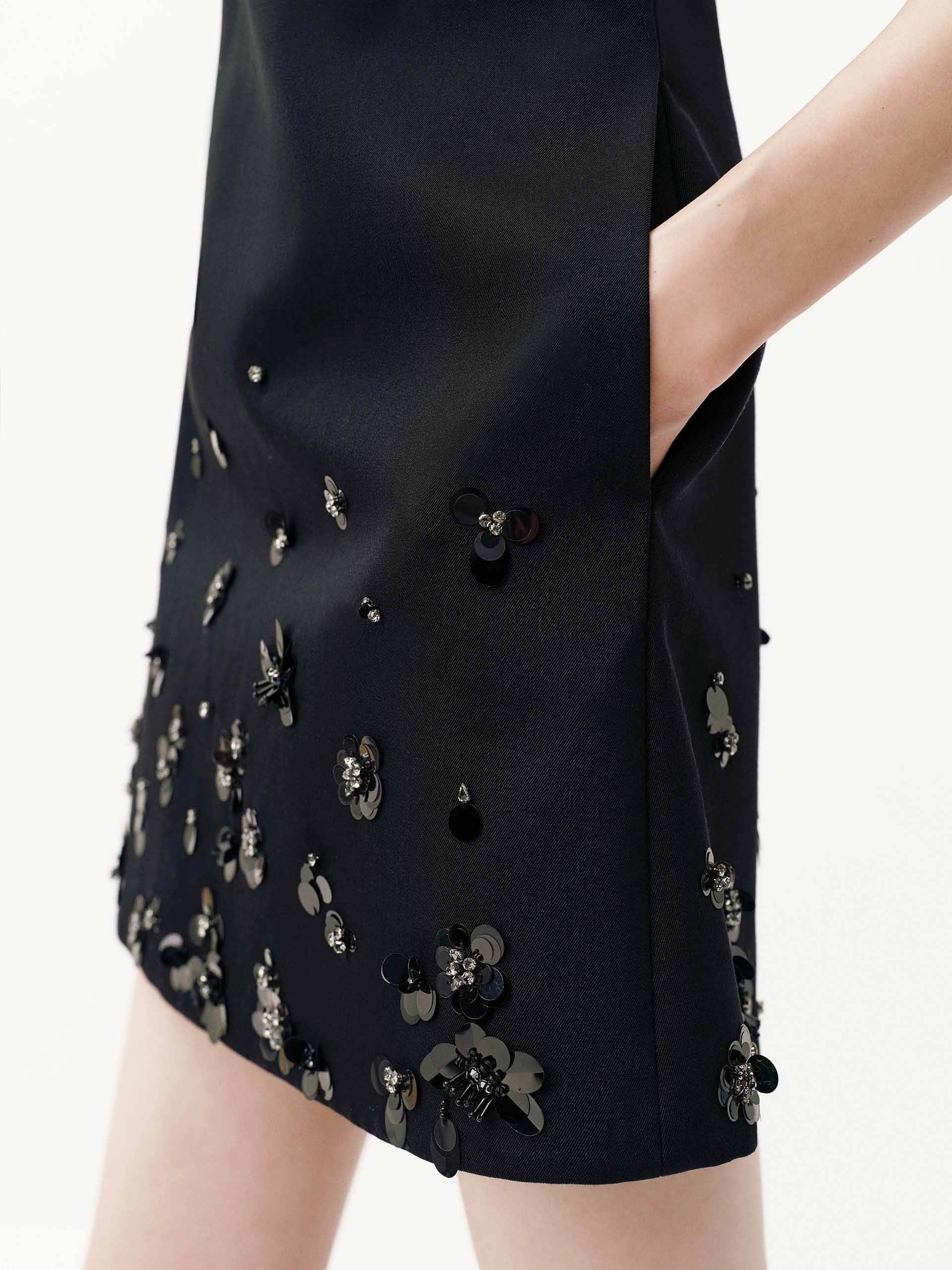 Sequin Hem Sleeveless Dress