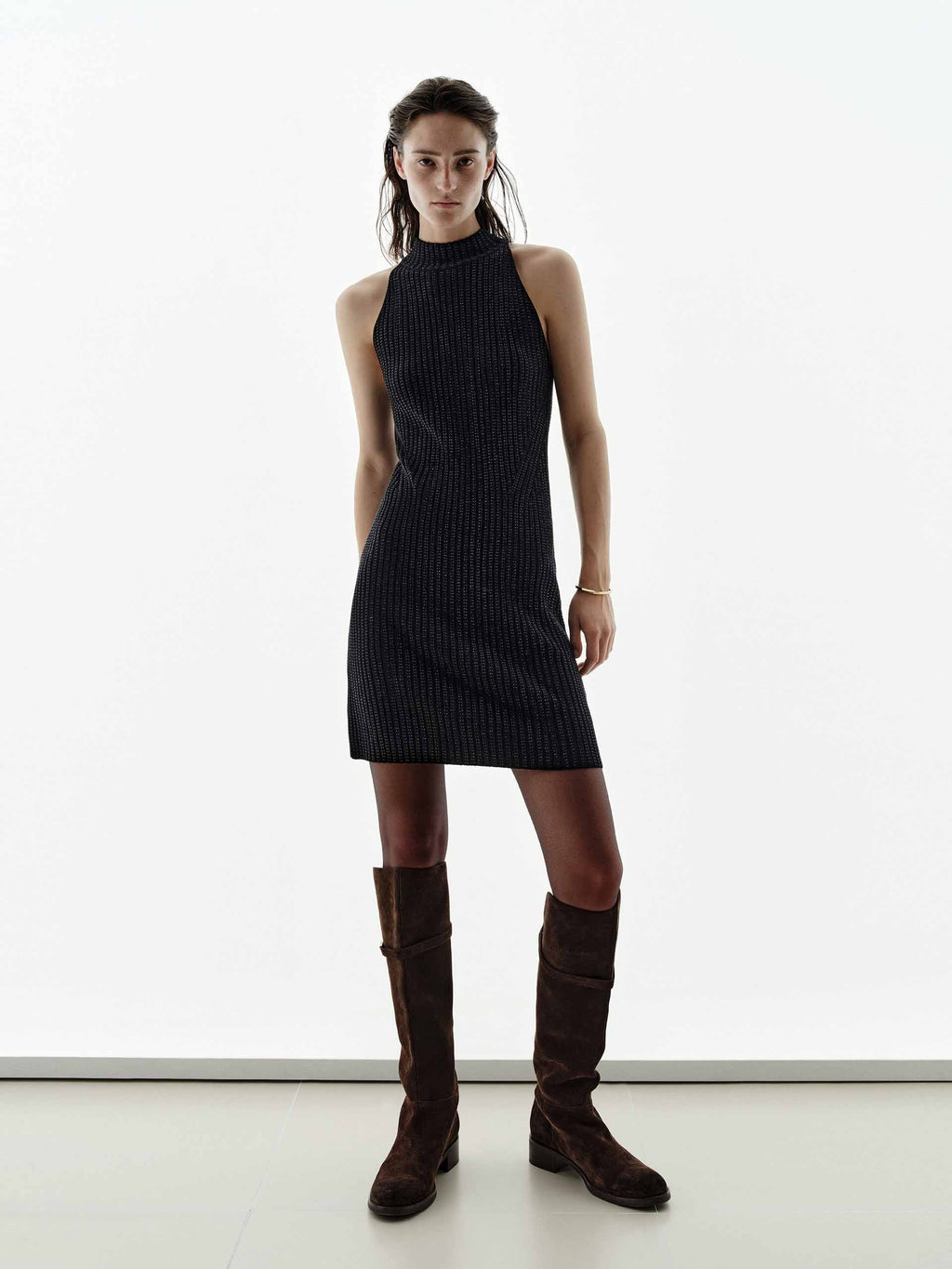 Black Rhinestone Sleeveless Dress