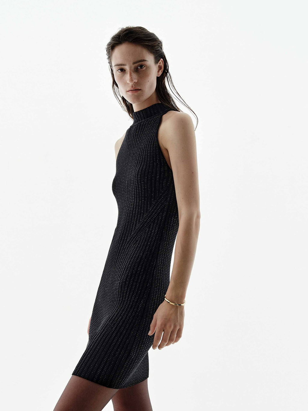 Black Rhinestone Sleeveless Dress