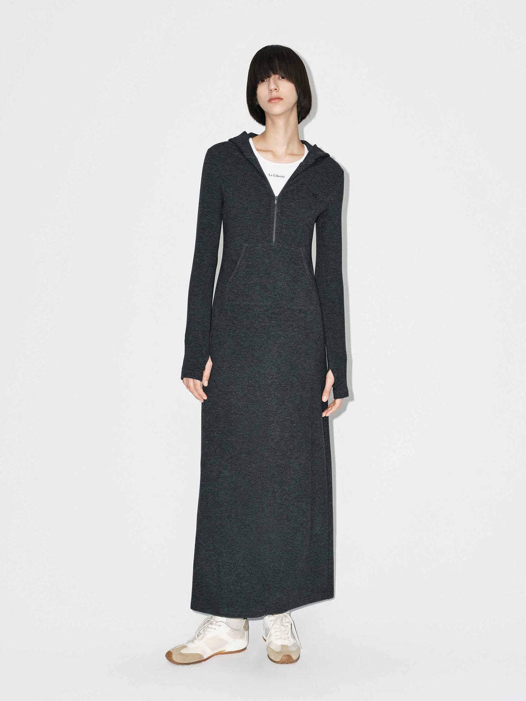 Fitted Hooded Maxi Dress