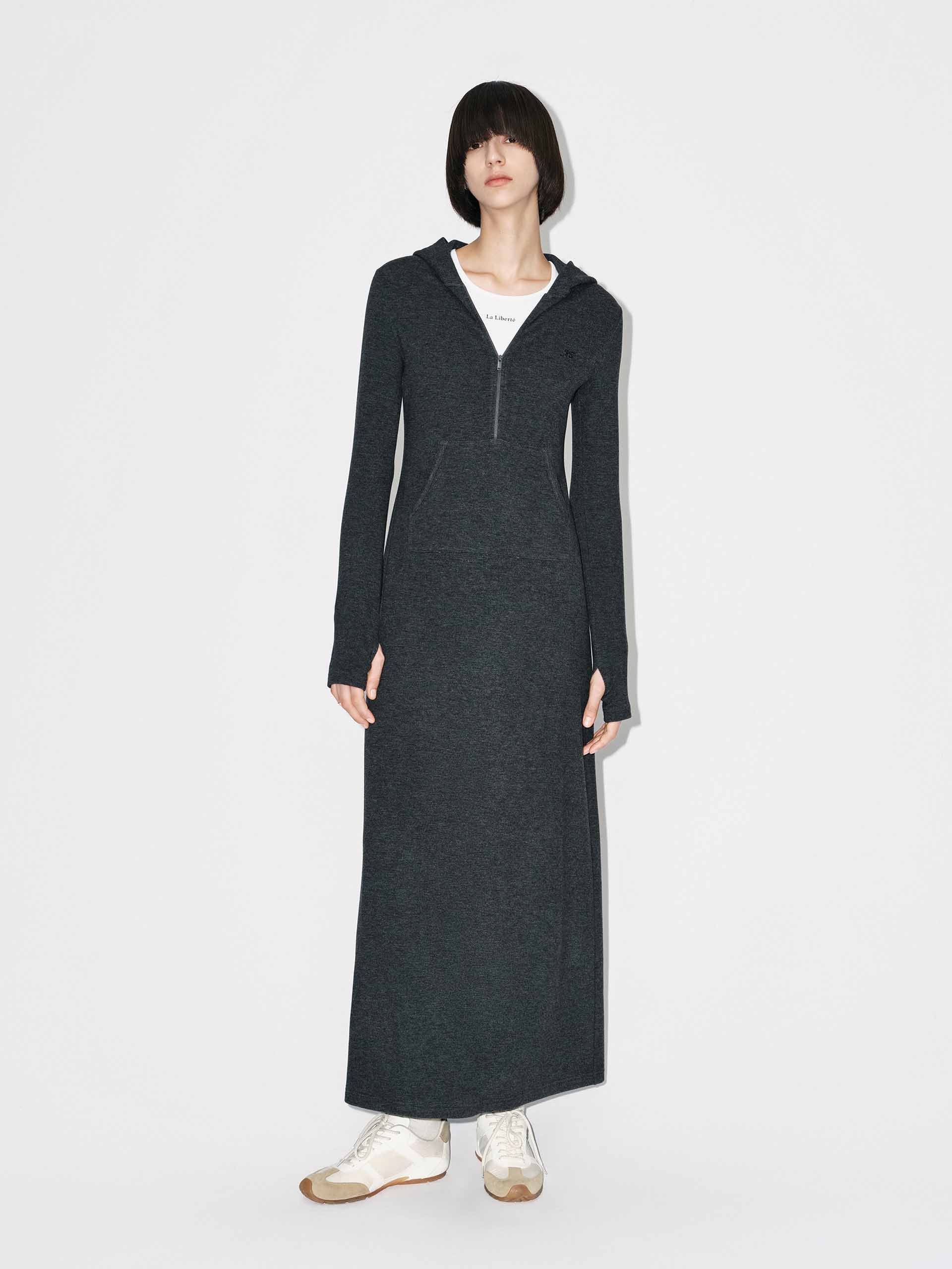 Fitted Hooded Maxi Dress