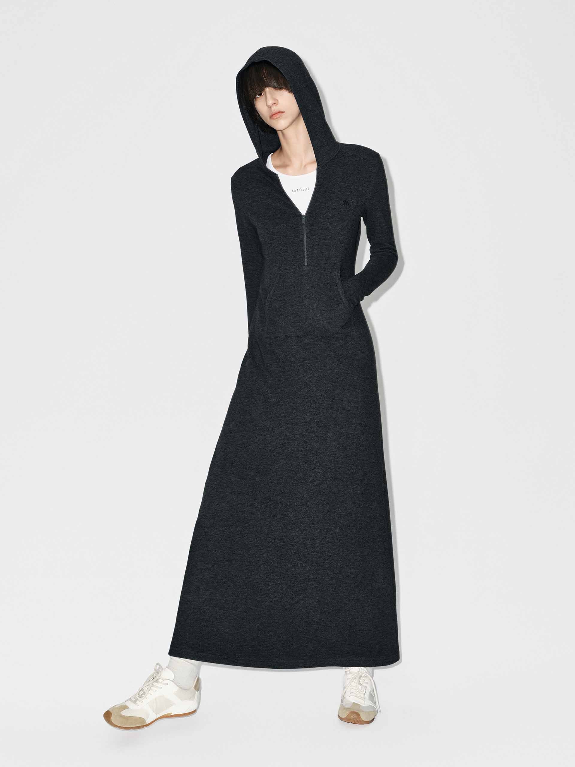 Fitted Hooded Maxi Dress