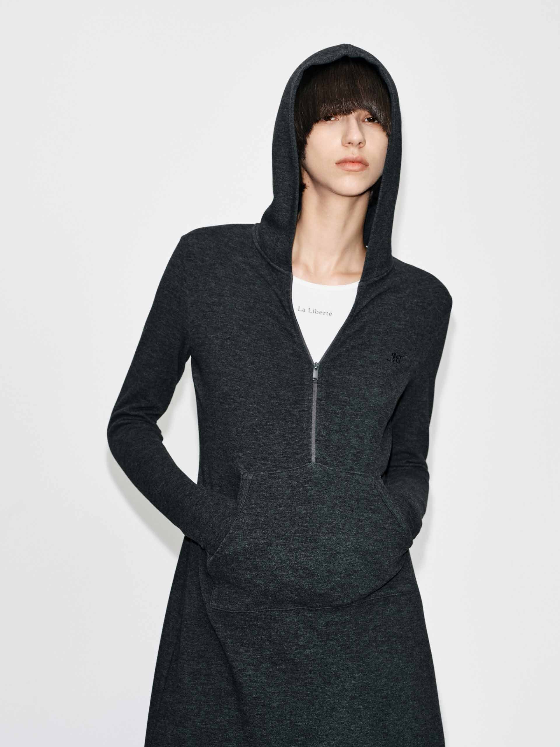 Fitted Hooded Maxi Dress