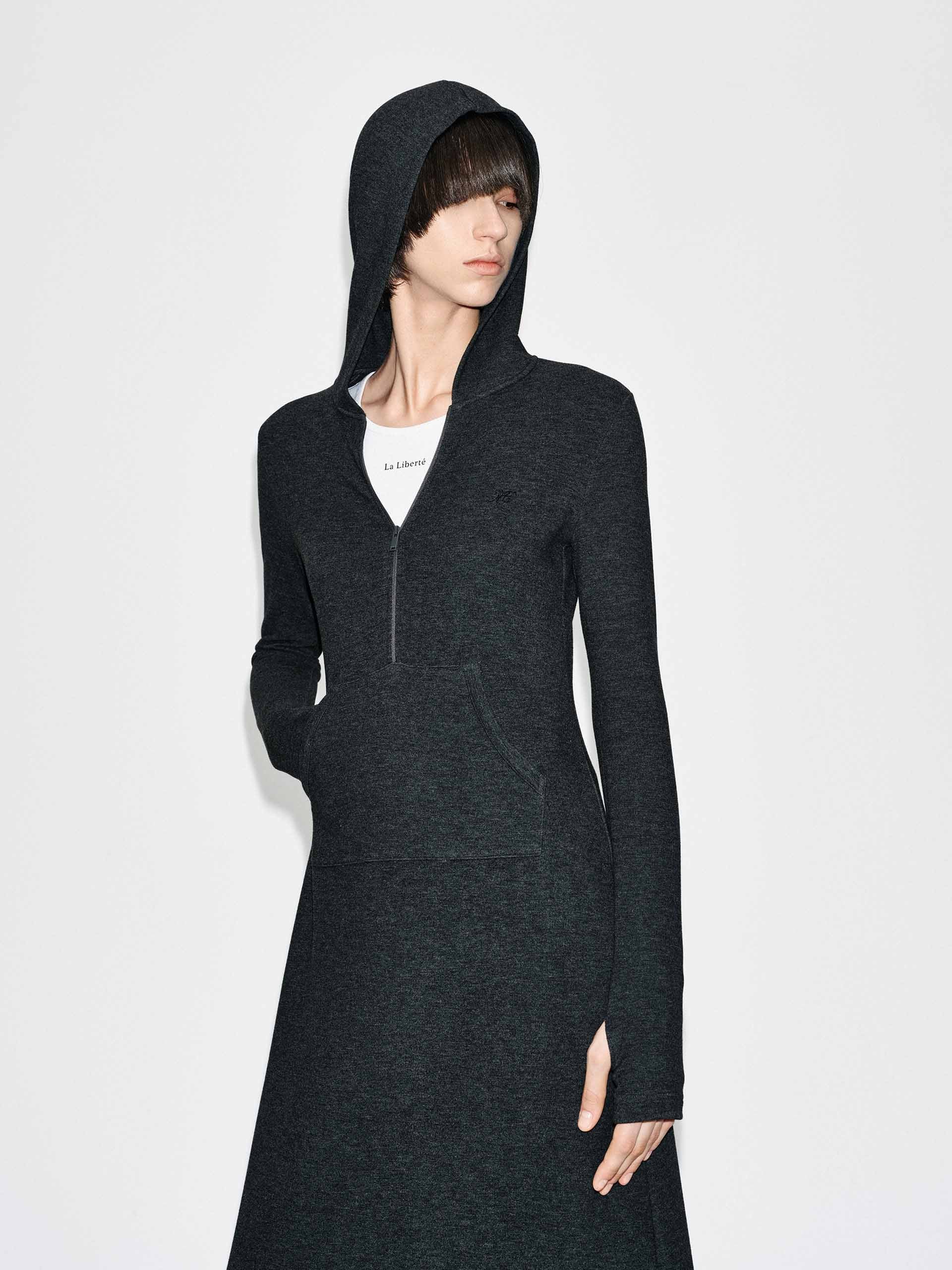 Fitted Hooded Maxi Dress
