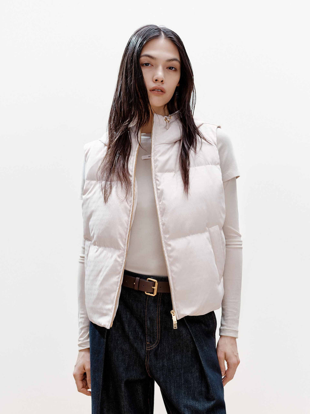 Logo Print Cropped Down Jacket