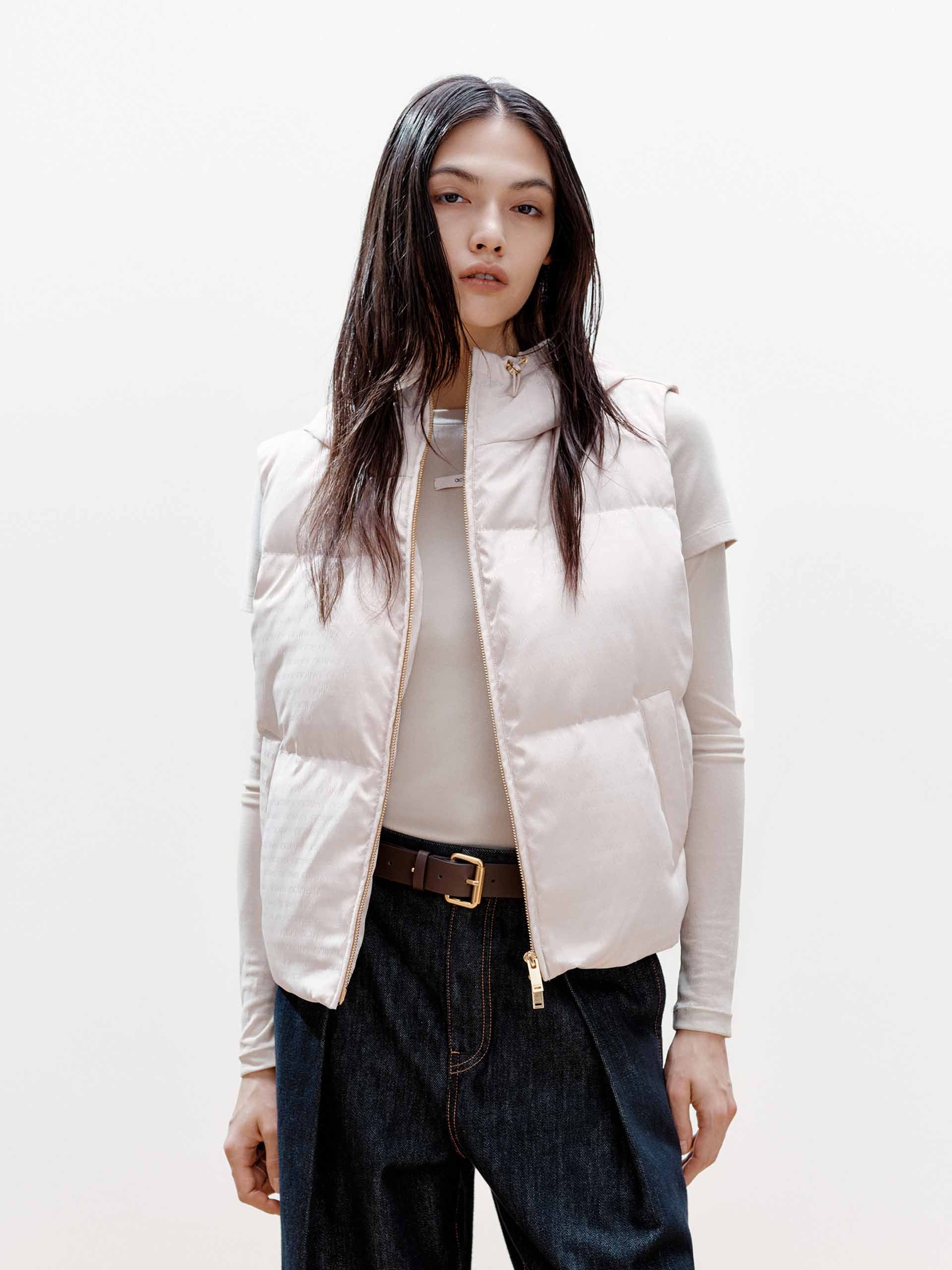 Logo Print Cropped Down Jacket