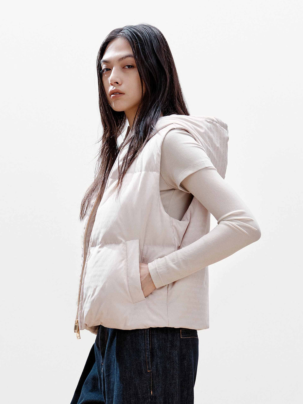 Logo Print Cropped Down Jacket