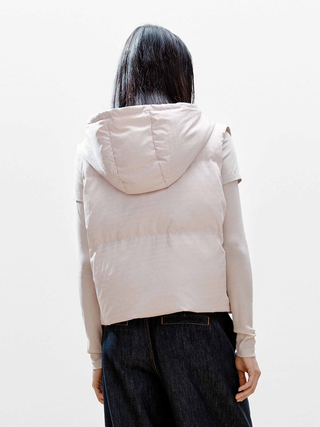 Logo Print Cropped Down Jacket