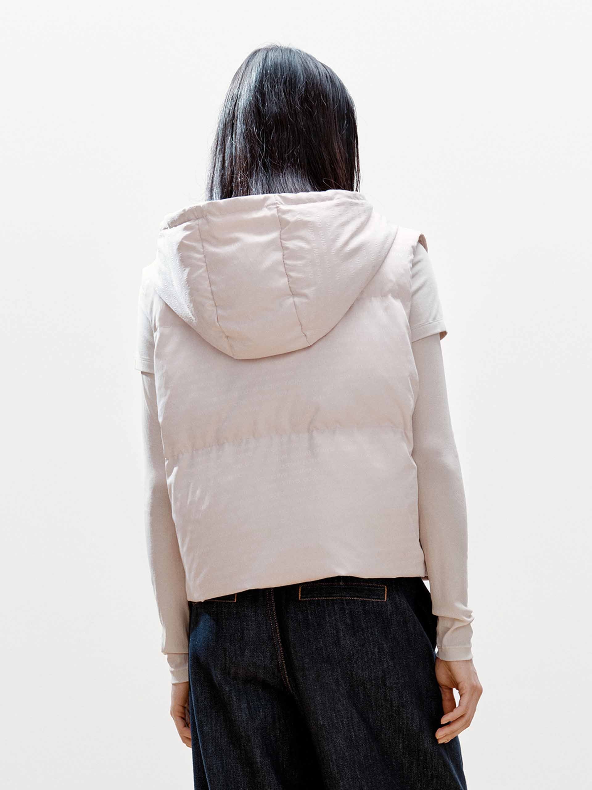 Logo Print Cropped Down Jacket