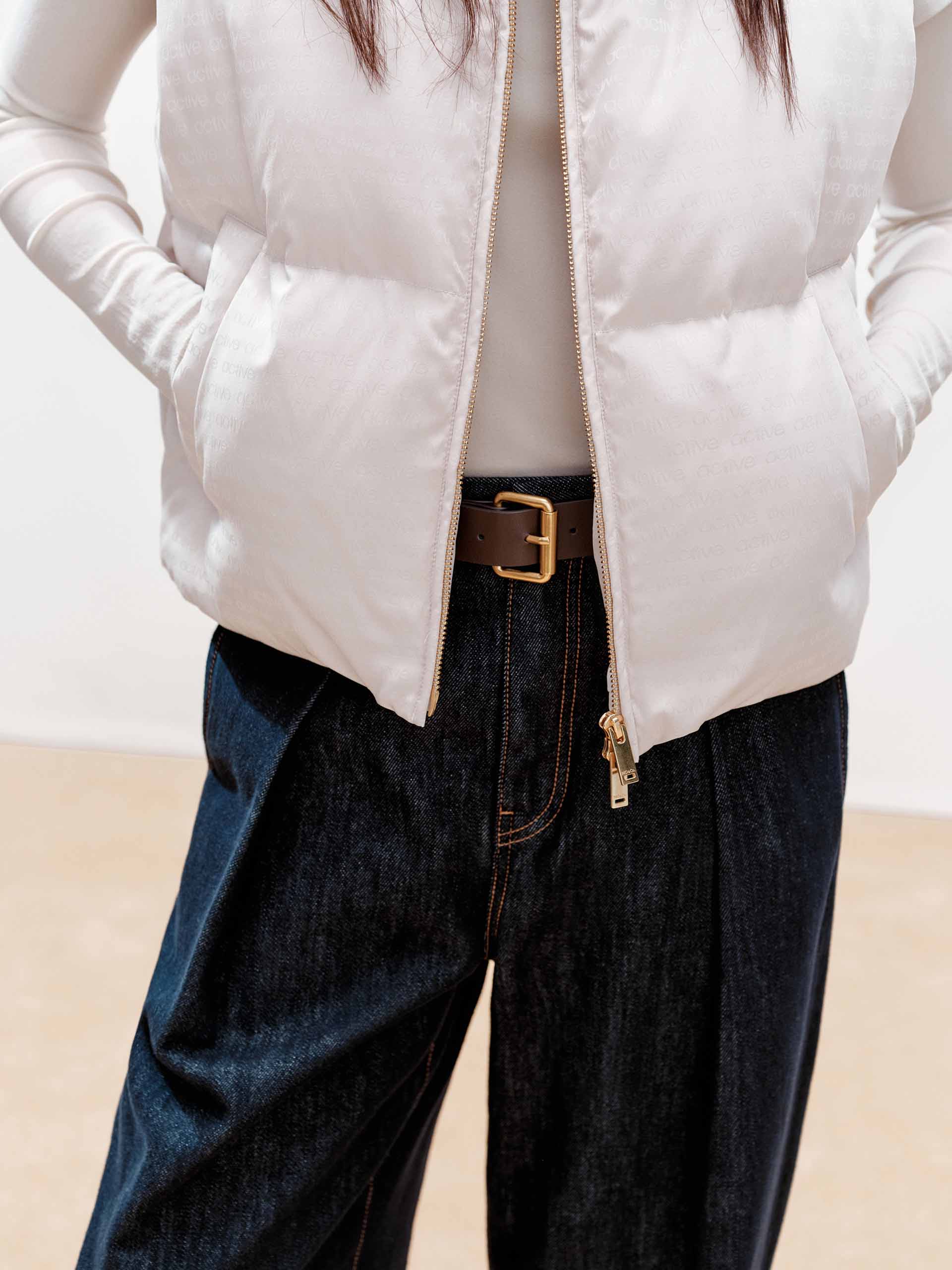 Logo Print Cropped Down Jacket