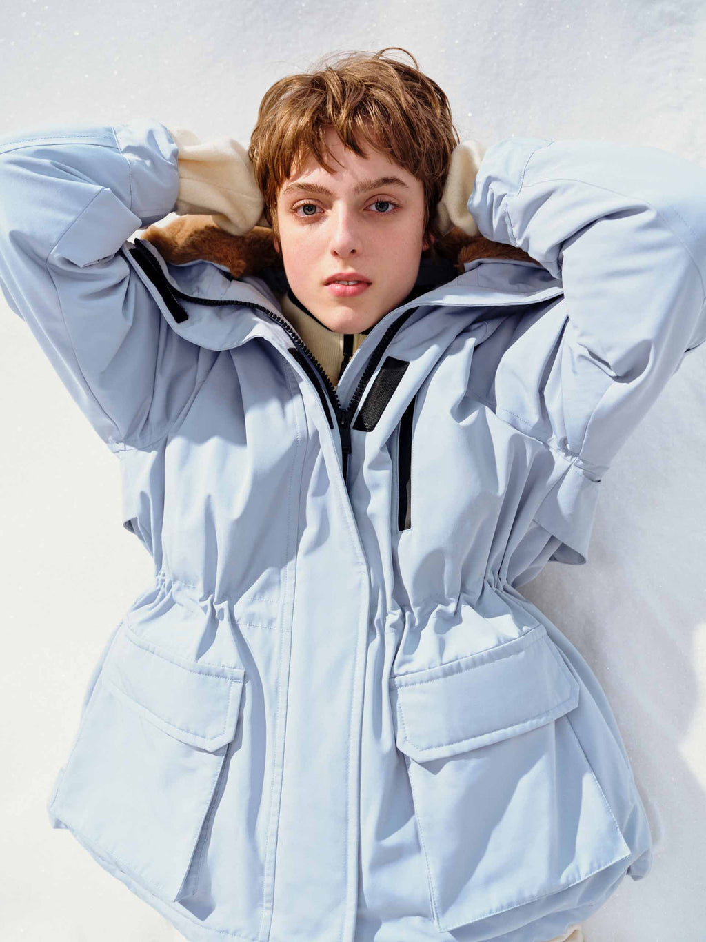 Wool Collar Hooded Down Jacket