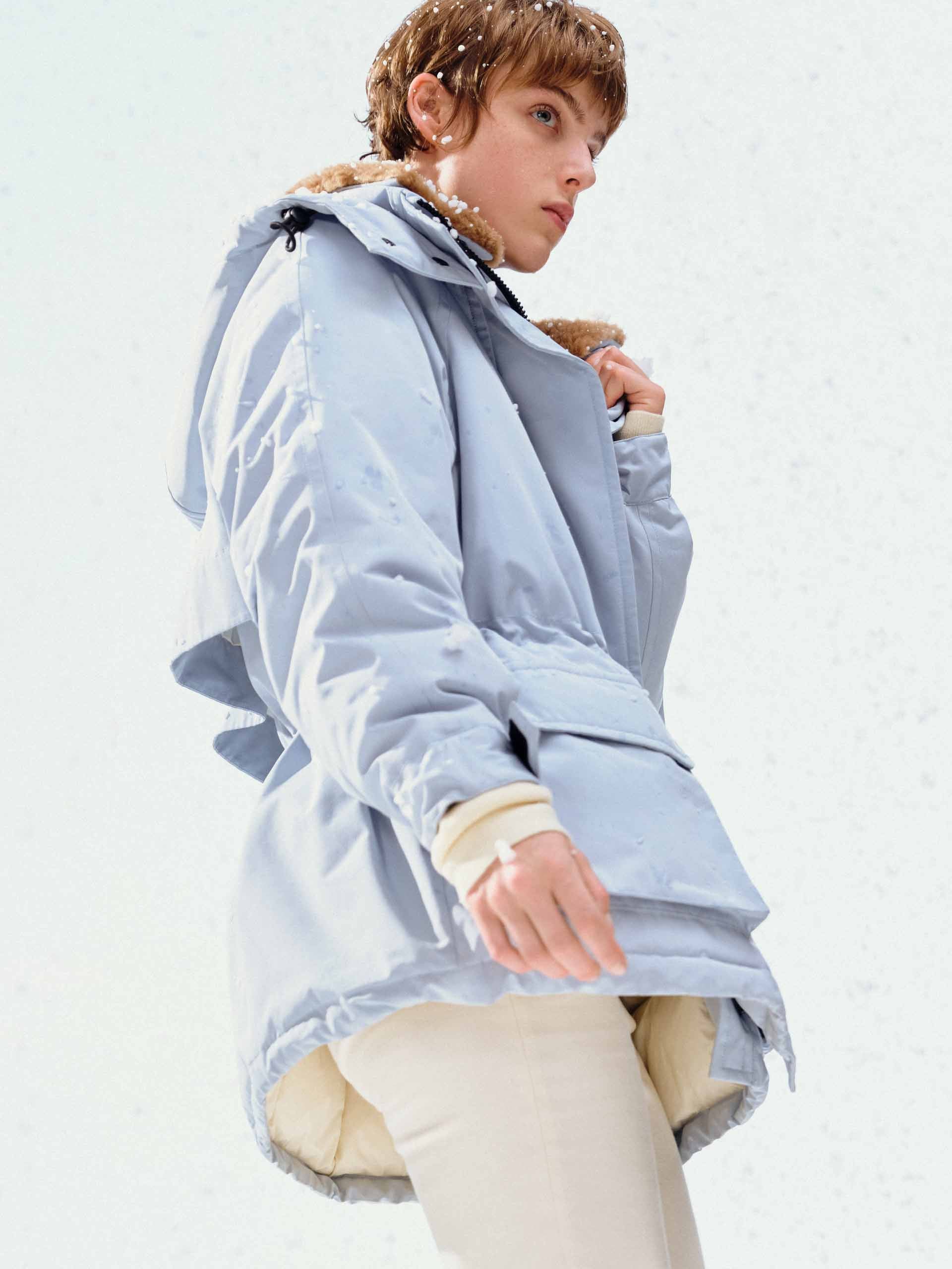 Wool Collar Hooded Down Jacket