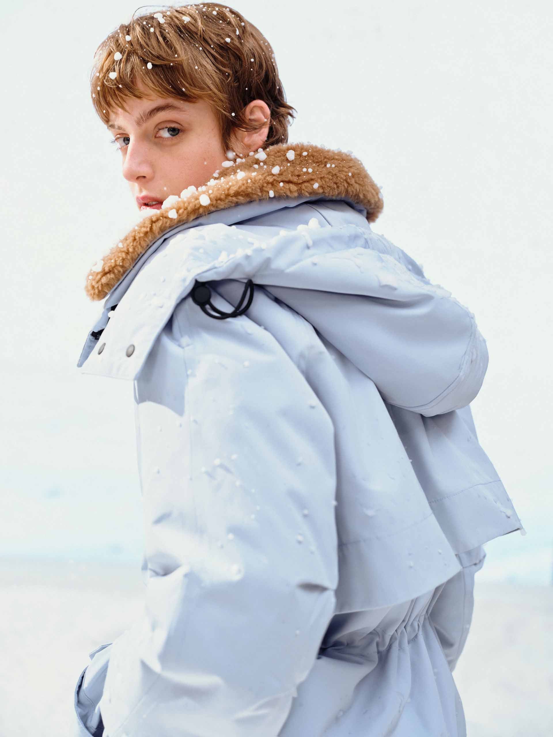 Wool Collar Hooded Down Jacket