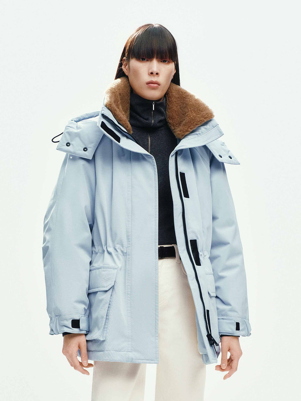 Wool Collar Hooded Down Jacket