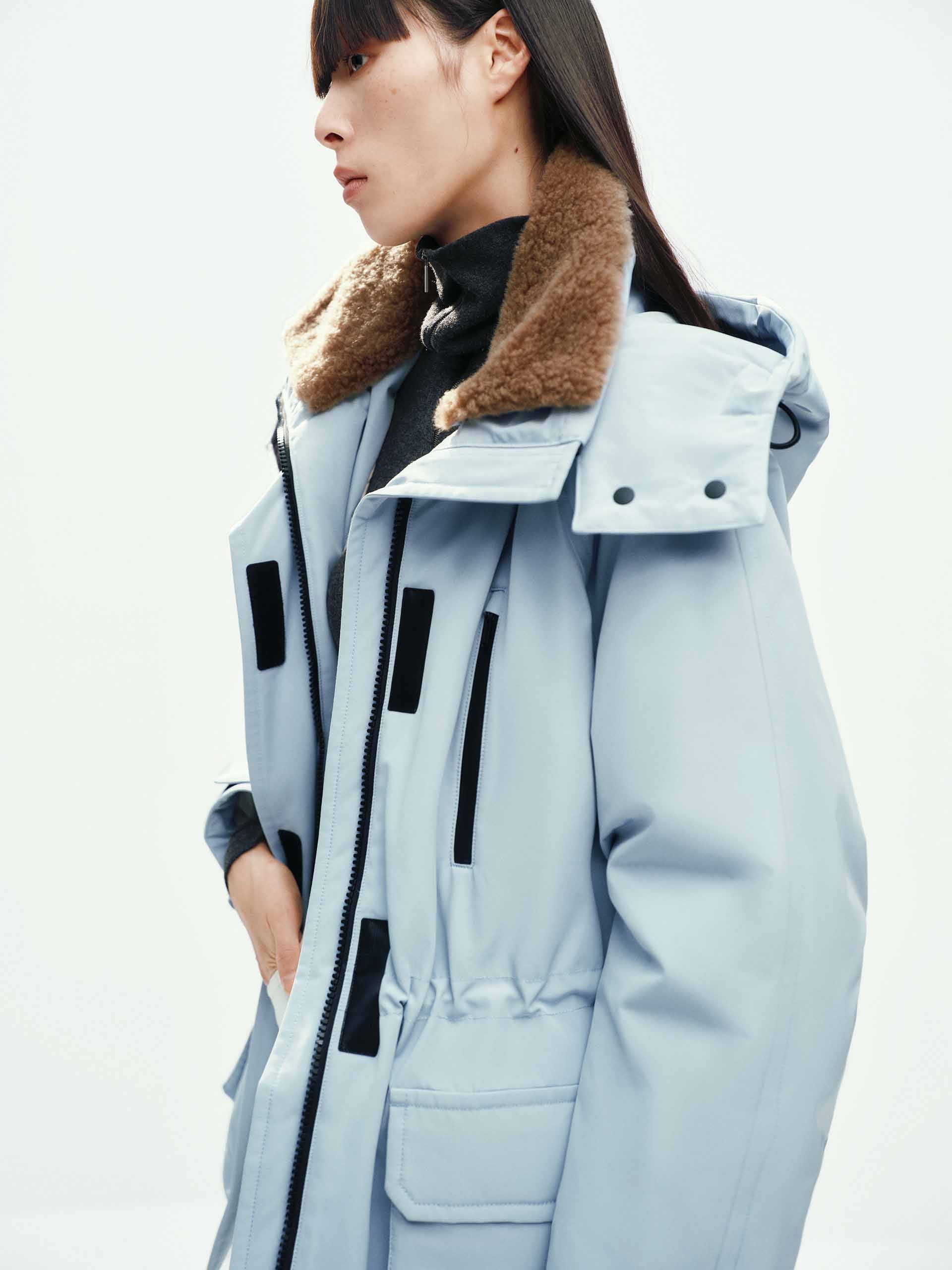 Wool Collar Hooded Down Jacket