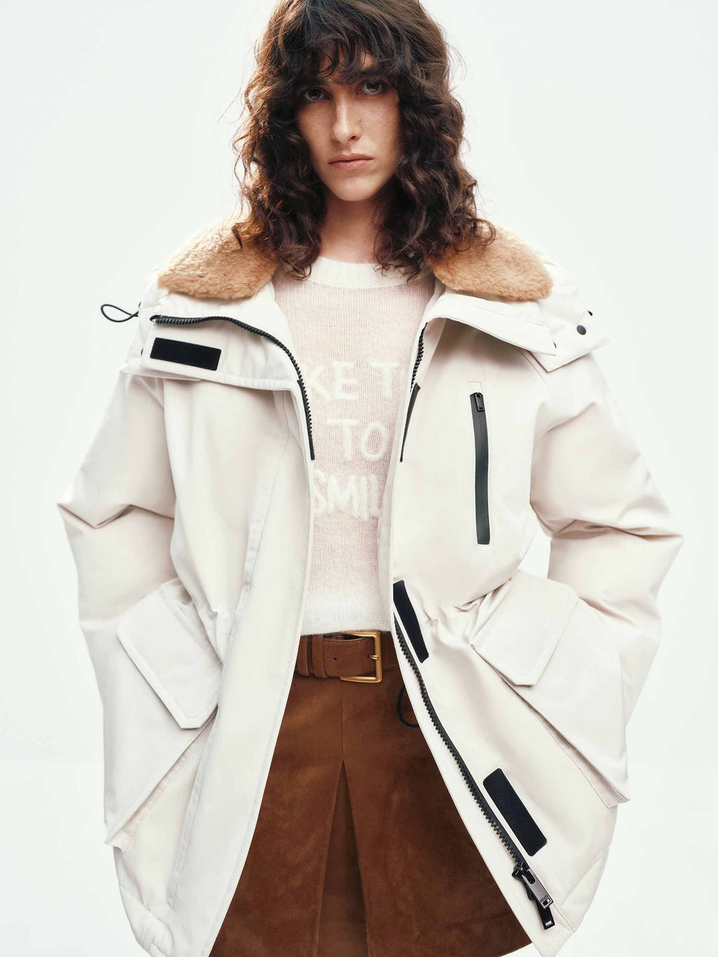 Wool Collar Hooded Down Jacket