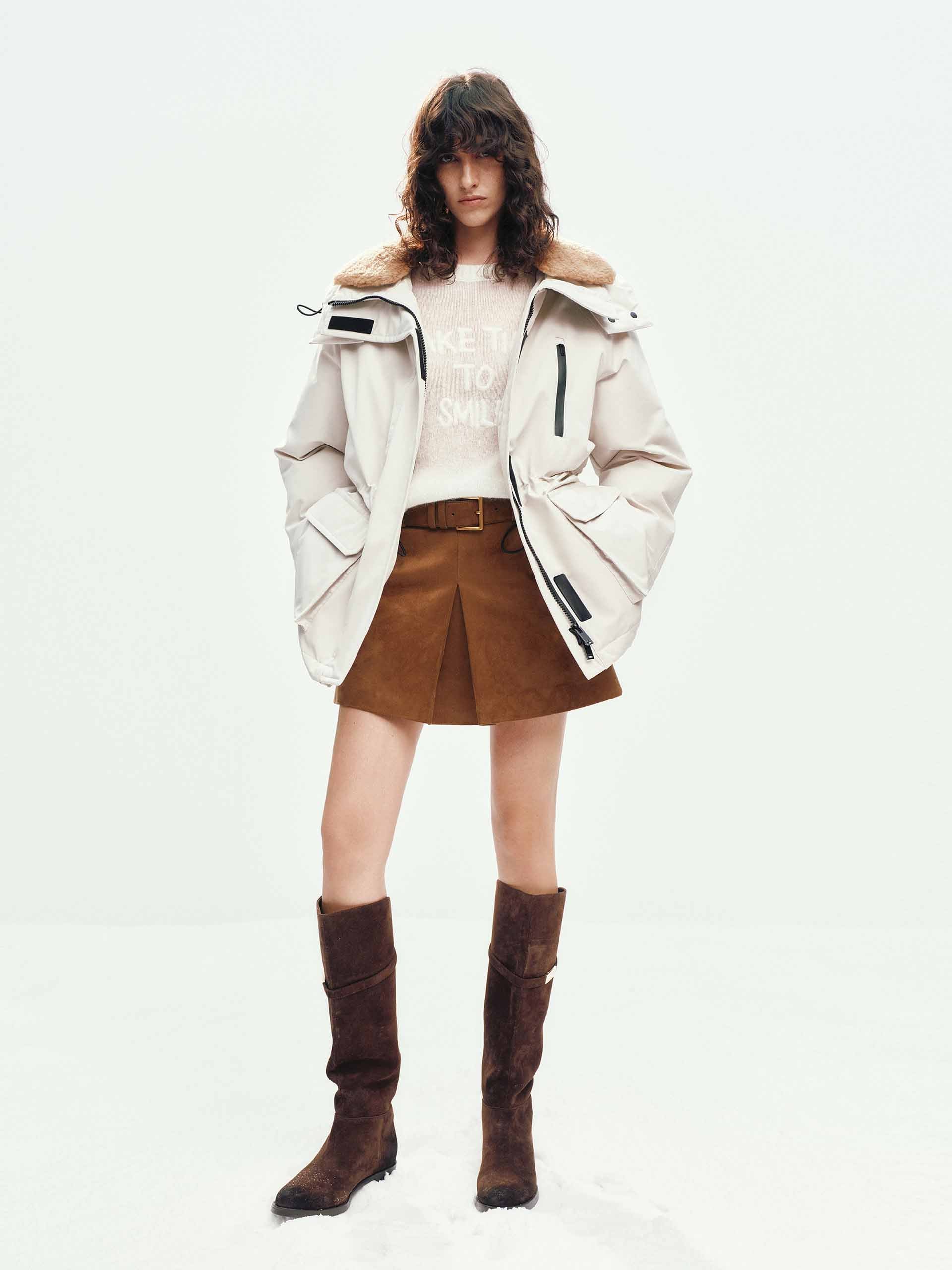 Wool Collar Hooded Down Jacket