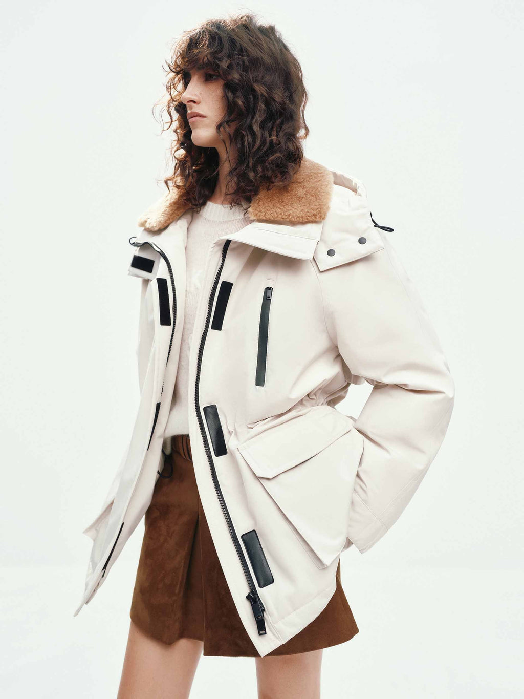 Wool Collar Hooded Down Jacket