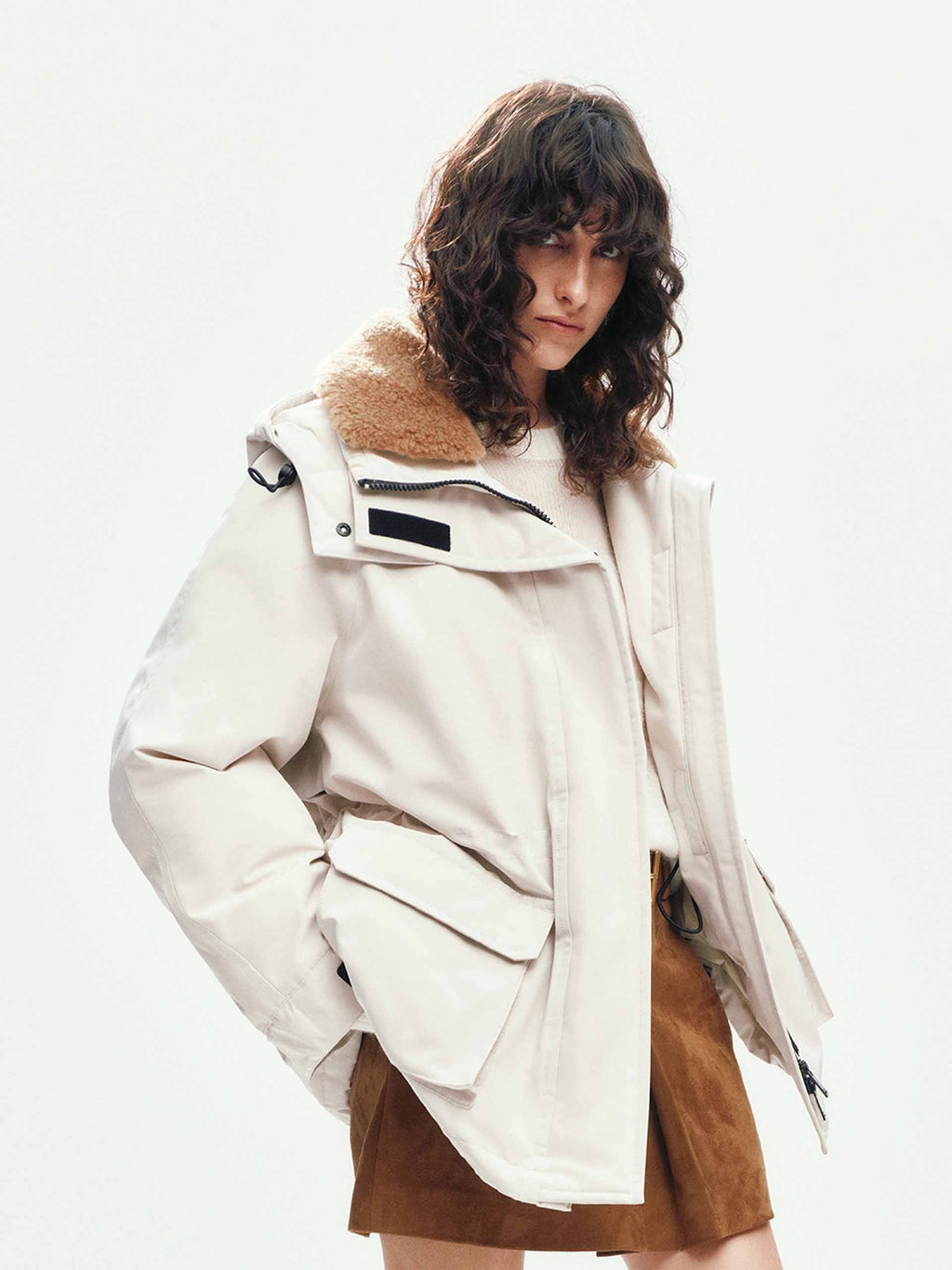 Wool Collar Hooded Down Jacket