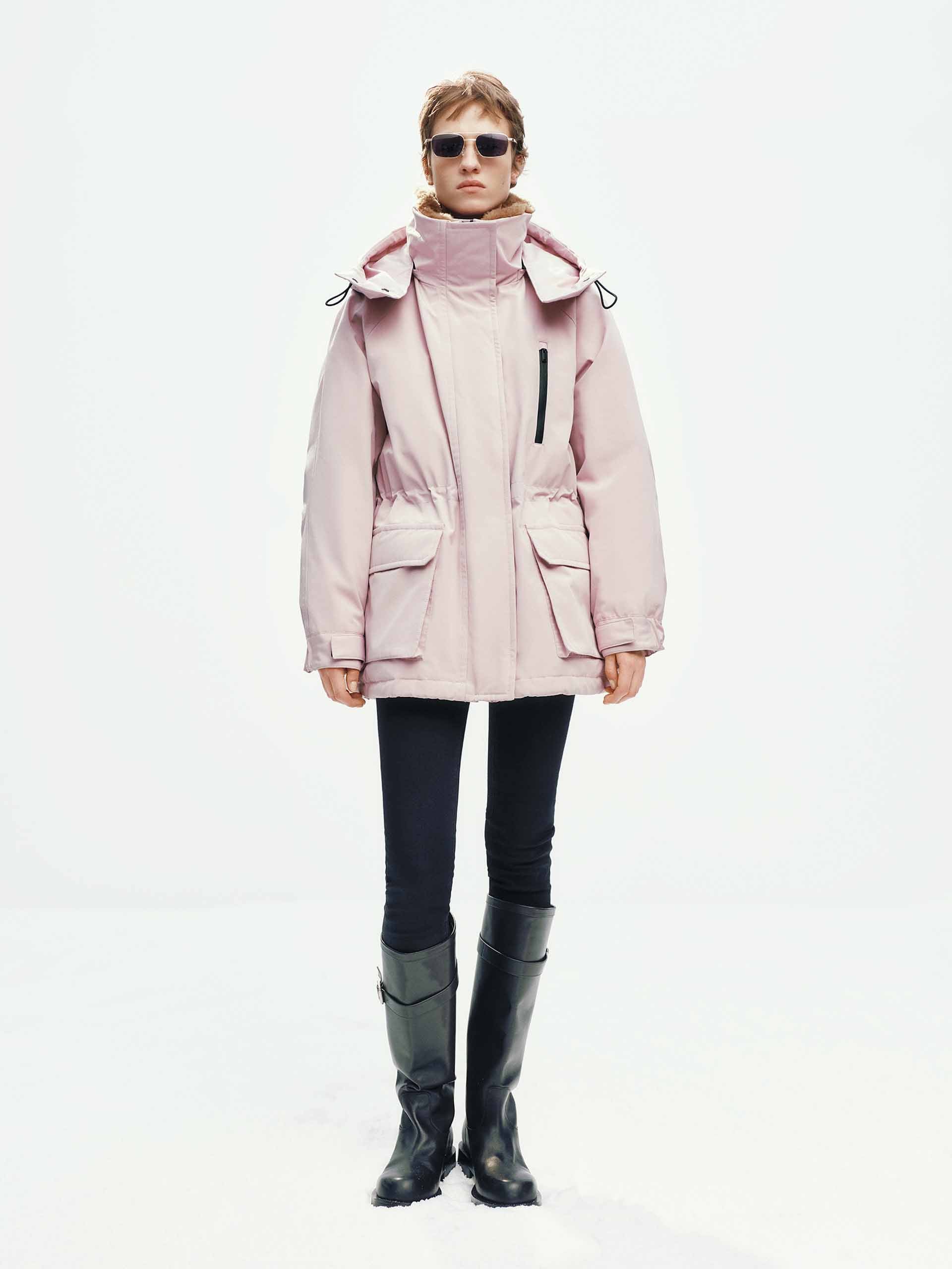 Wool Collar Hooded Down Jacket