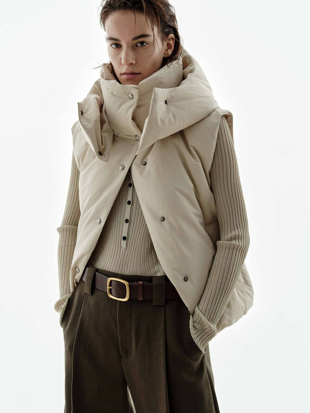 Sleeveless Hooded Down Jacket