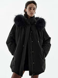 Fur Strip Hooded Down Jacket