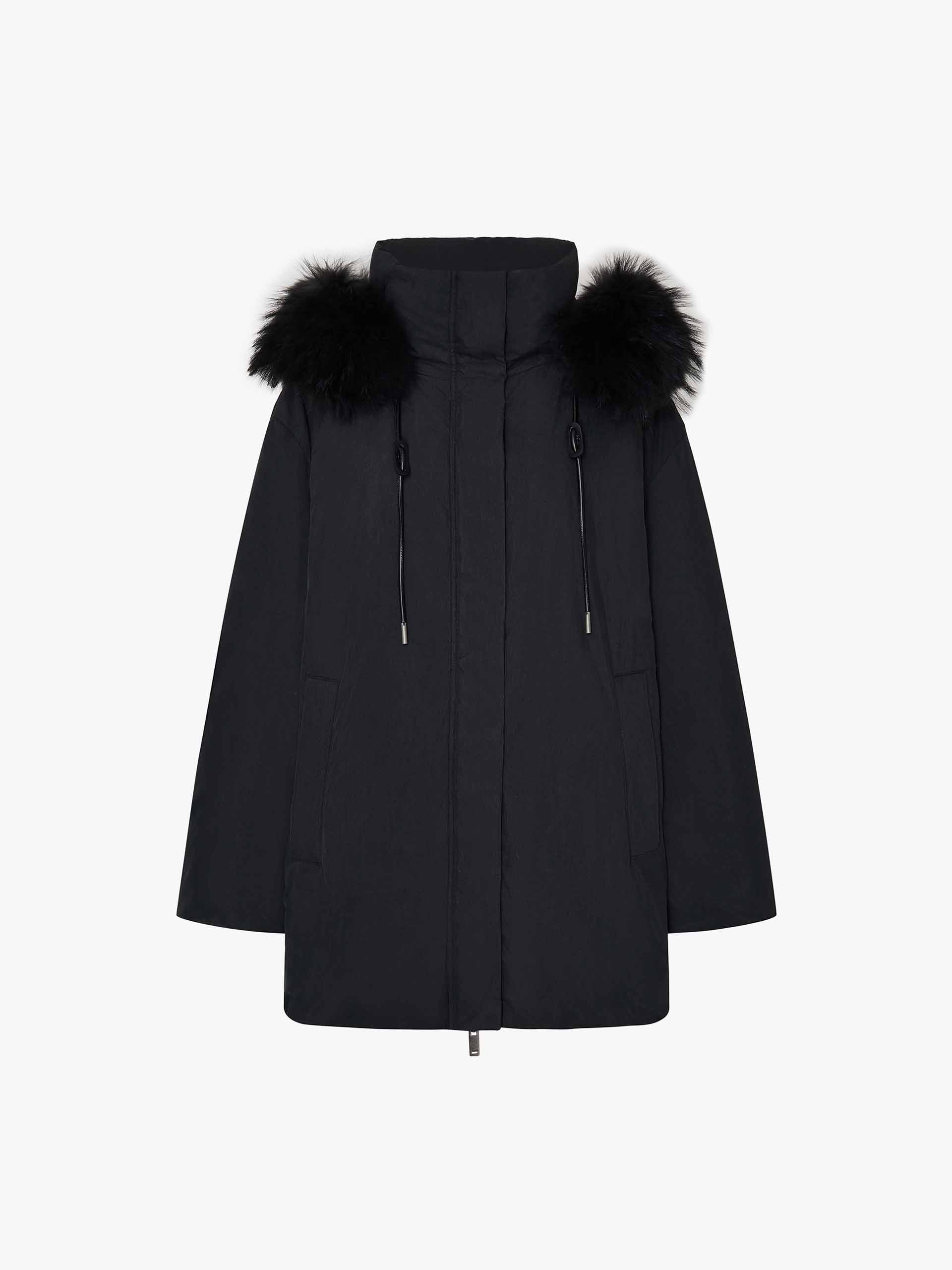 Fur Strip Hooded Down Jacket