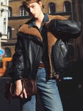 Cropped Leather Down Jacket