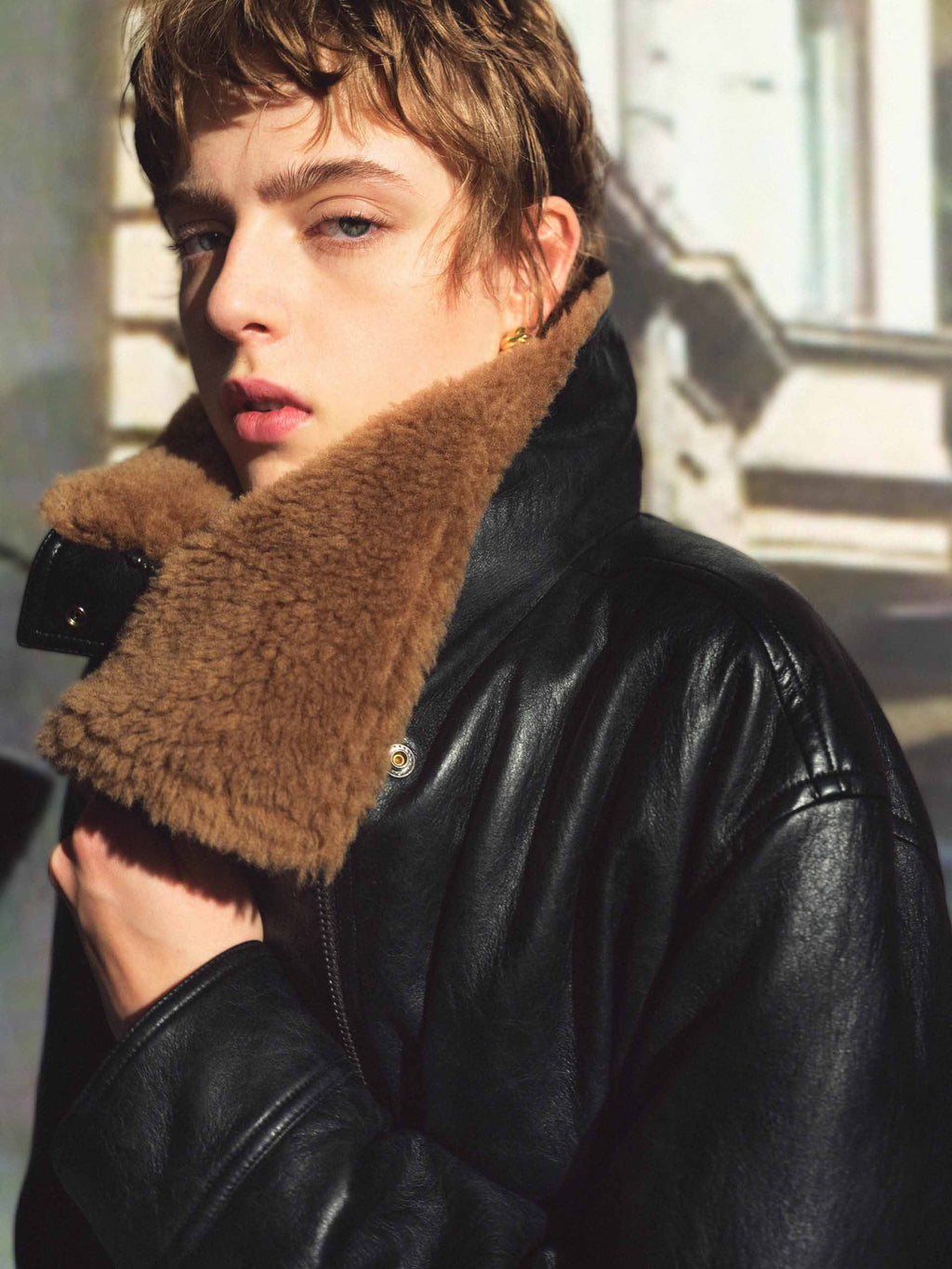 Cropped Leather Down Jacket