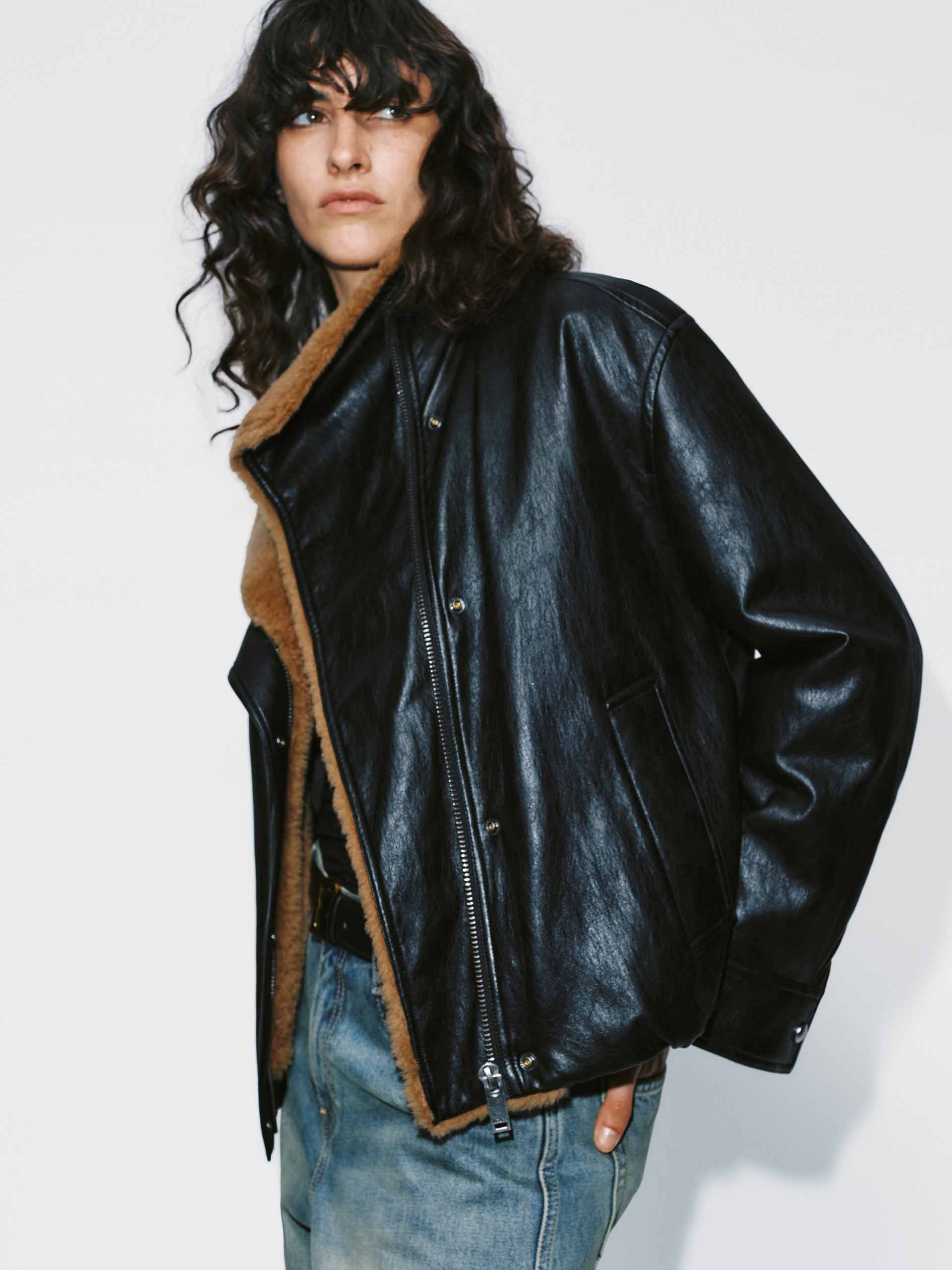 Cropped Leather Down Jacket
