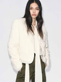 Collarless Cropped Down Jacket