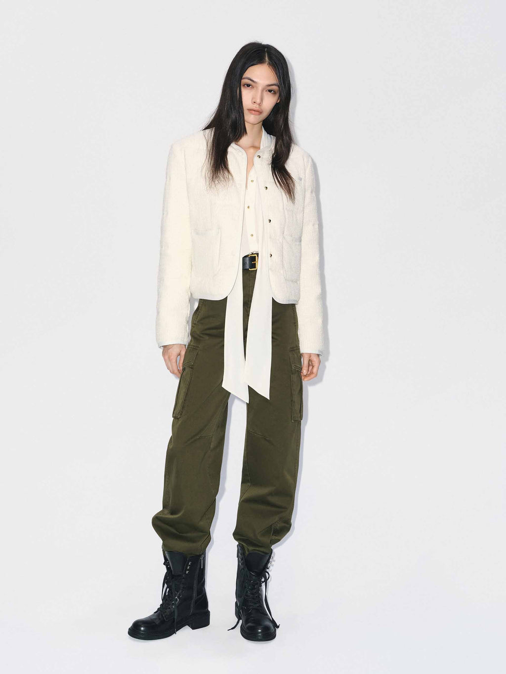 Collarless Cropped Down Jacket
