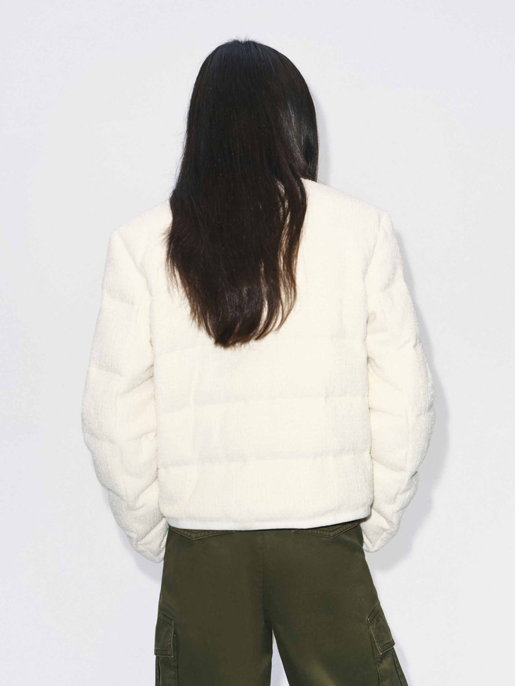 Collarless Cropped Down Jacket